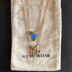 Alexis Bittar Gold Necklace with Blue with purple tint Pendant